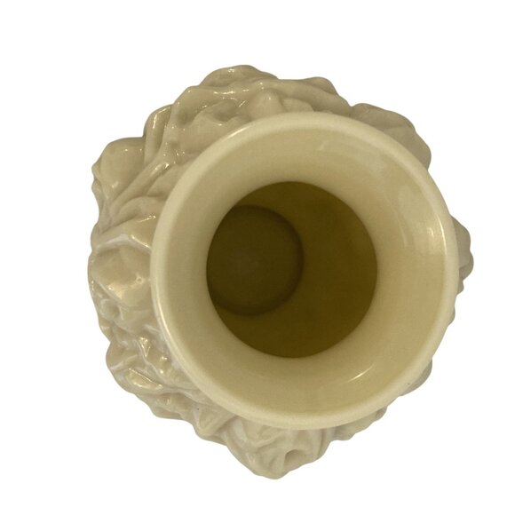 Vintage Floral Vase 6" Tall Intricate Rose Design Ivory Celluloid Composite - Picture 2 of 7